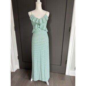 NWT Womens Size Large Nordstrom Max Studio Ruffle Front Sleeveless Maxi Dress